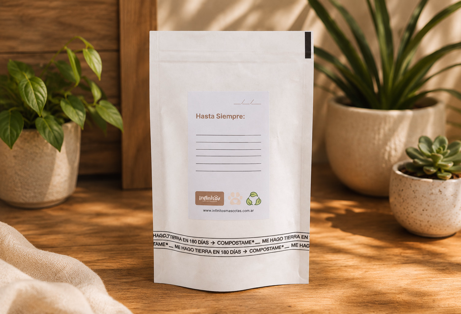 Bolsa biodegradable ecológica para cenizas de mascota