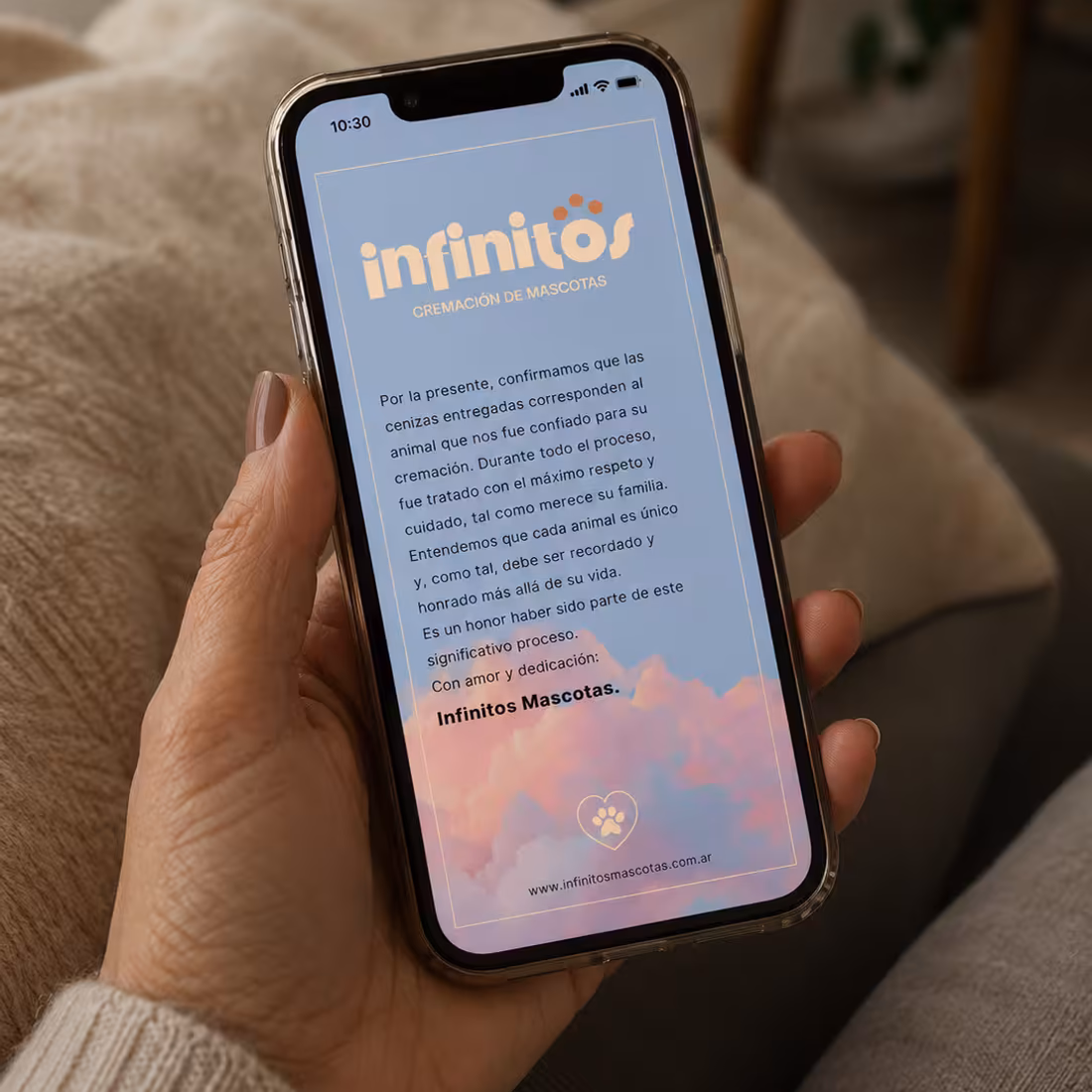 Certificado de cremación digital en móvil